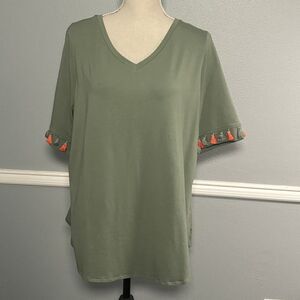 BEACH BELLE BY KIM GRAVEL V-NECK COASTAL CASUAL EVERYDAY COMFORT FUN SIZE LARGE